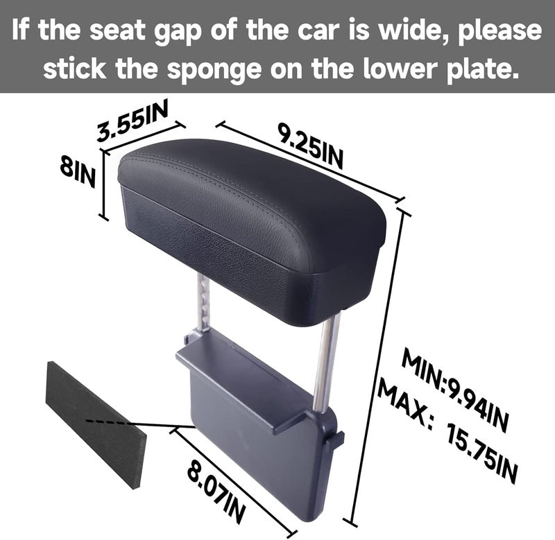 Dimeani Car Armrest Storage Box, Car Seat Gap Filler Organizer, Car Organizers and Storage, Arm Rest for Car, Forearm Wrist Support Adjustable Armrest for Most Car Models (Black) - Image 4